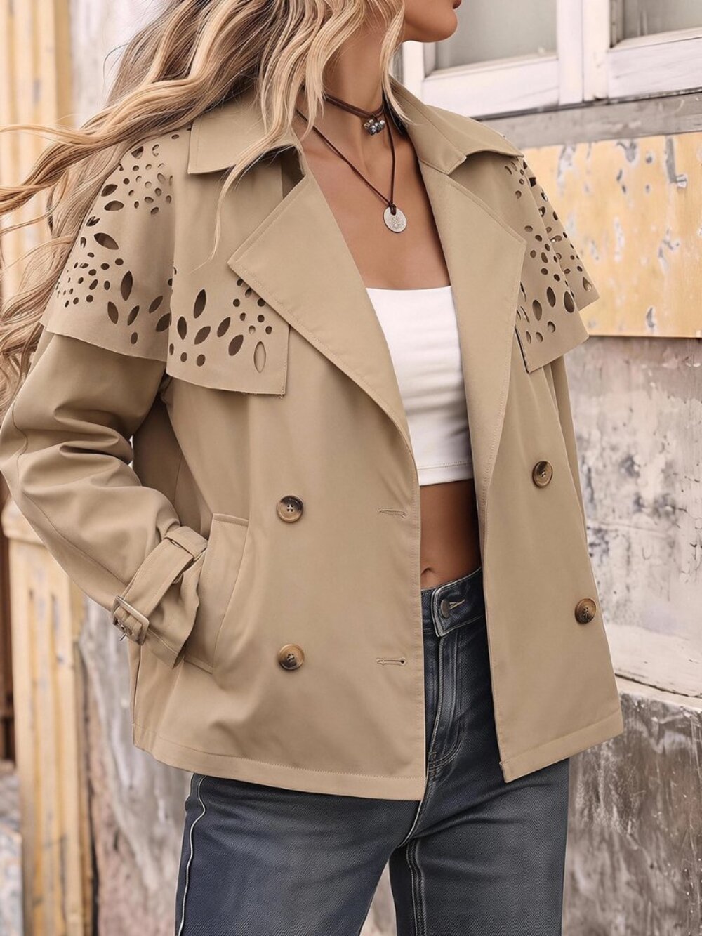 Camel Casual Women's Trench Coat Jacket